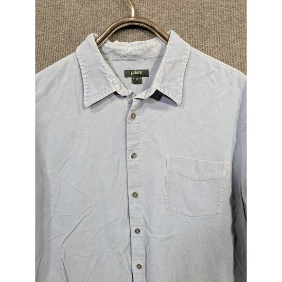 Vtg J Crew Corduroy Shirt Mens XL Button Up Pocket Oarsman Light Baby Blue - Picture 2 of 13